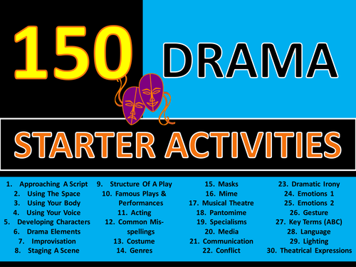 150 x Drama Starters Settlers Wordsearches Crosswords IDEA Alphabet GCSE KS3 Keyword Cover Lesson