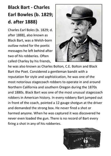 Black Bart - Charles Earl Bowles Handout