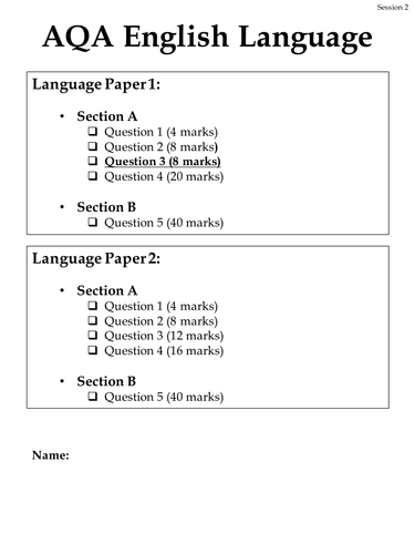 AQA English Language Practice Booklet (Session 2)