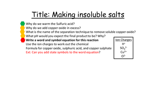 Making insoluble salts from soluble reagents
