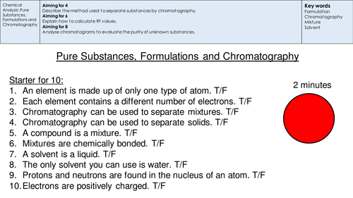 Pure Substance, Formulations and Chromatography (Required Practical Included)