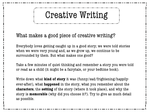 key points for creative writing