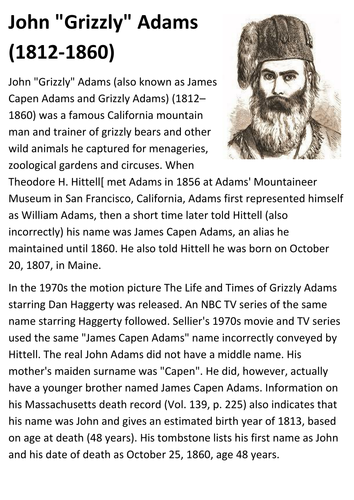 Grizzly Adams Handout