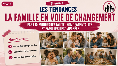 La famille en voie de changement- monoparentalité, homoparentalité et familles recomposées- y1French