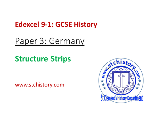 Edexcel 9-1 History: Paper 3 exam STRUCTURE STRIPS (EDITABLE)