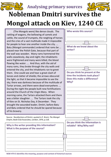 3 Primary sources: The Mongol Expansion
