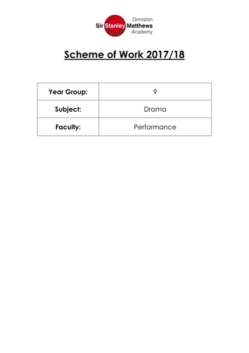 Blood Brothers Introduction Scheme of Work (Year 9) following the OCR Drama GCSE Specification.