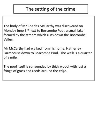 Sherlock Holmes term SOW mixed ability set used with y9