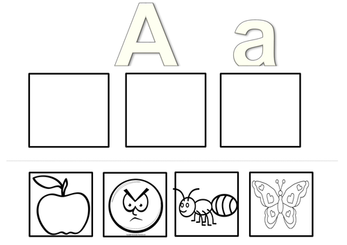 EYFS initial sounds worksheet cut and stick 3 pictures satpin