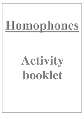 Homophones work booklet