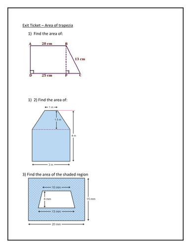 Exit Tickets - Area of trapezia