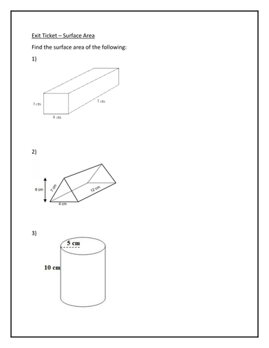 Exit Ticket - Surface Area