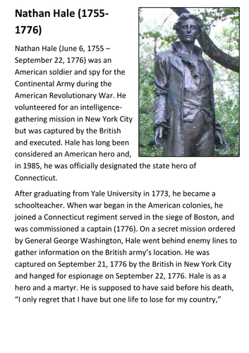 The Execution of Nathan Hale Handout