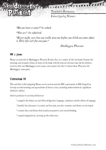 Skulduggery: Investigating Names