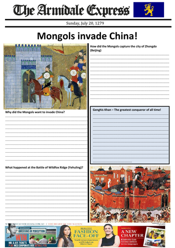 Newspaper front page: The Mongol Expansion