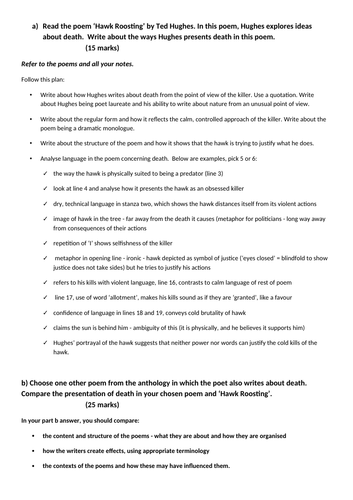 Exam practice - 'Hawk Roosting' by Ted Hughes