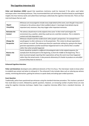 Cognitive Interview Psychology