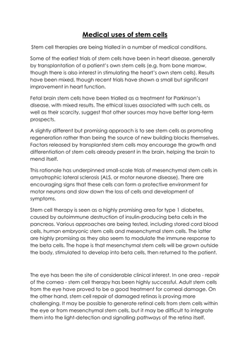 New AQA biology stem cells lesson