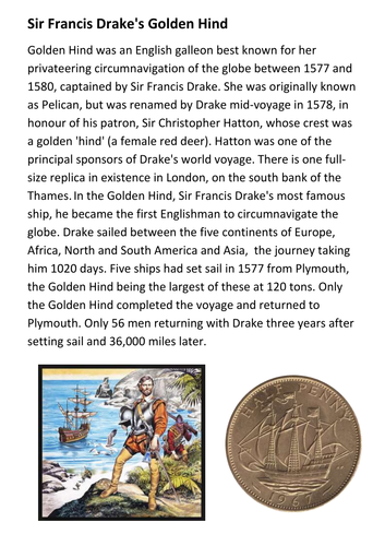 Sir Francis Drake's Golden Hind Handout