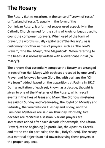 The Rosary Handout