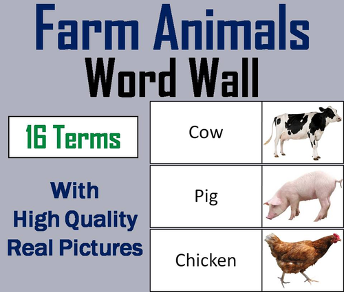 Farm Animals Word Wall Cards