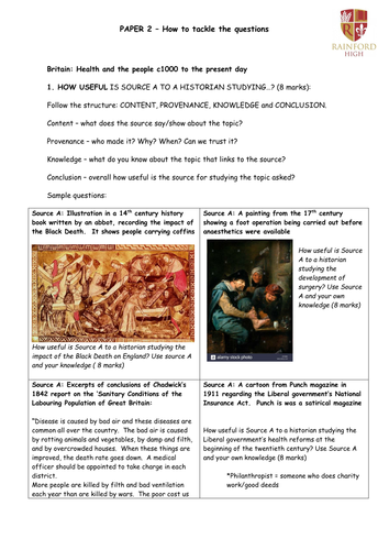 AQA 8145 - Question tips and sample questions Paper 2 - Health and Elizabeth