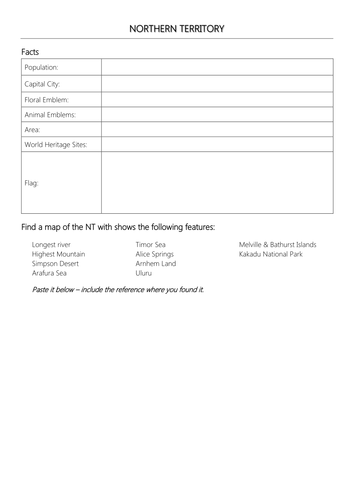 Australia - Geography worksheets and activities