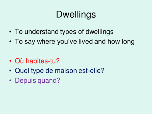 GCSE French: Types of dwelling/saying how long you have lived somewhere