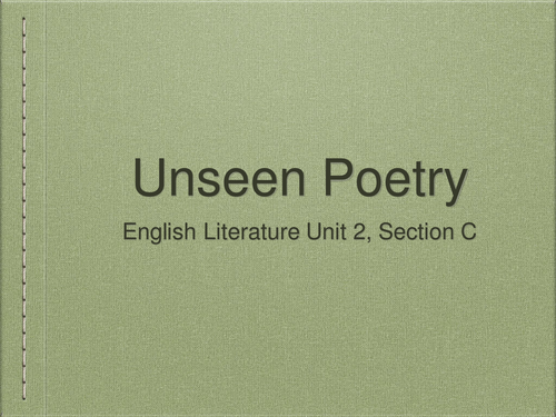 Unseen Poetry: Lesson 1