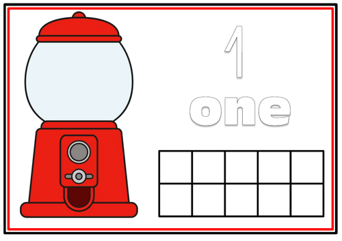 Gumball Machine Playdough Mat- Numbers (0-10) with Ten Frames