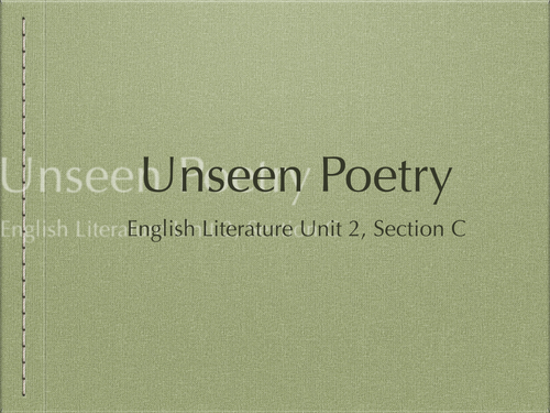 Unseen Poetry: Lesson 5