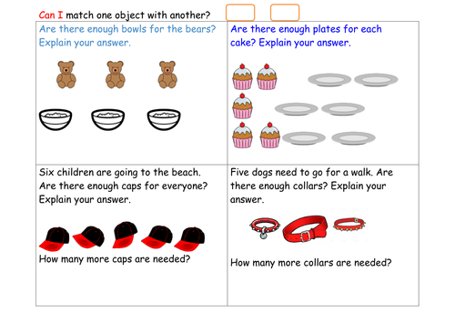 Year 1 one to one correspondence White Rose...reasoning questions.