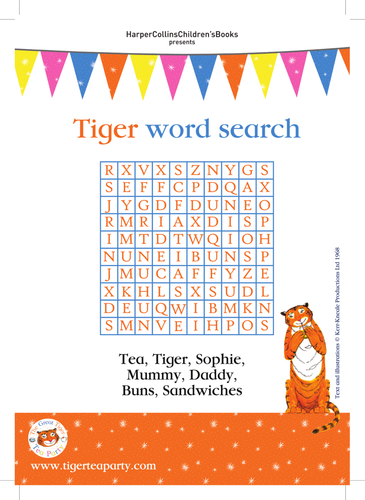 Judith Kerr The Tiger Who Came to Tea Wordsearch