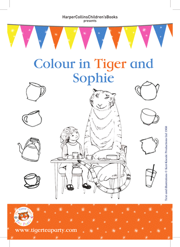 Judith Kerr The Tiger Who Came to Tea Colouring-in Sheet