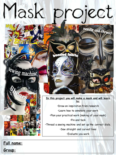 Year 7 Textiles project Masks