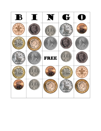 Coin Recognition Bingo UK Teaching Resources