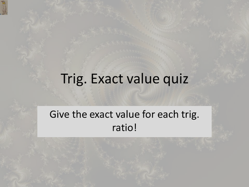 Exact Value Trig. Quiz