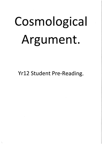 AS Cosmological Argument Pre Reading