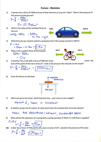 Forces Worksheet Ks3 Pdf - kidsworksheetfun