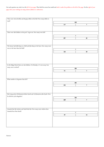 Match the bar model to the word problem