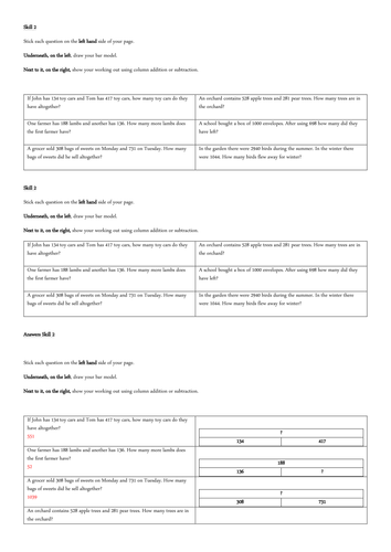 Simple word problems to use with bar model, addition and subtraction