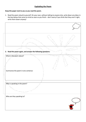 Exploding the Poem Worksheet