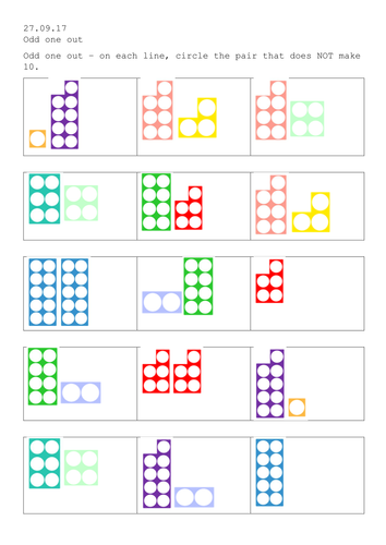 Numicon Odd One Out NUMBER BONDS To 10 REASONING Teaching Resources