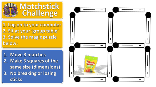 Matchstick Challenge #1 lesson starter for ICT or maths (or any subject!)