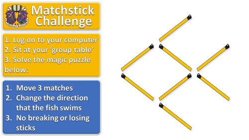 Matchstick Challenge #2 lesson starter for ICT or maths (or any subject!)