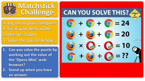 Matchstick Challenge #4 lesson starter for ICT or maths (or any subject!)