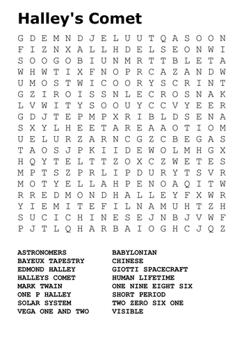 Halley's Comet Word Search | Teaching Resources