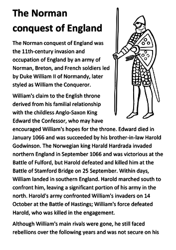 The Norman Conquest of England Handout