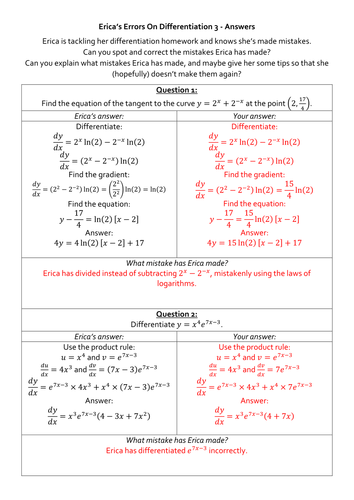 Erica's Errors On Differentiation 3