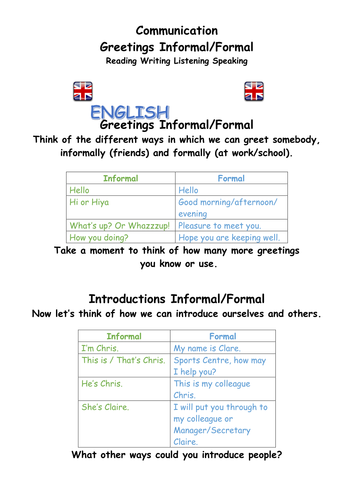 formal greetings in english